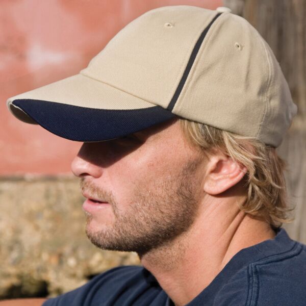 Affiliate - Heavy brushed cotton cap with scallop peak and contrast trim Thumbnail
